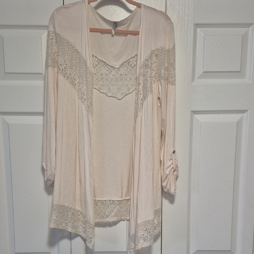 Cream Lace Cardigan